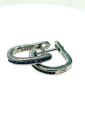 Natural Sapphire 14KGP Hoop Earrings